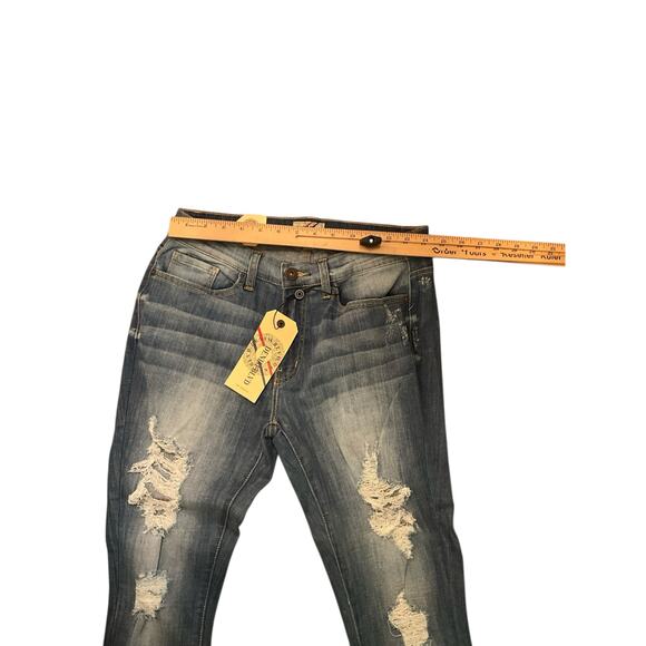 Denim Blvd Los Angeles Skinny Jeans Distressed Mid Rise Denim Blue Size 11 NWT - Picture 6 of 6